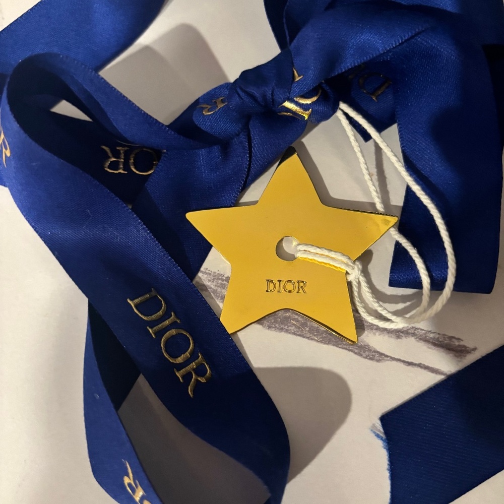 Dior Holiday Star Ornament / Charm with Blue Ribbon